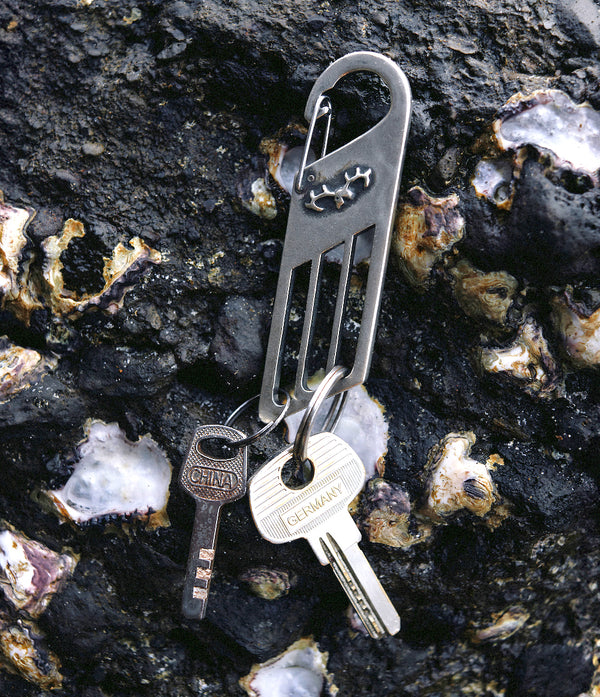 metal key clip on rock