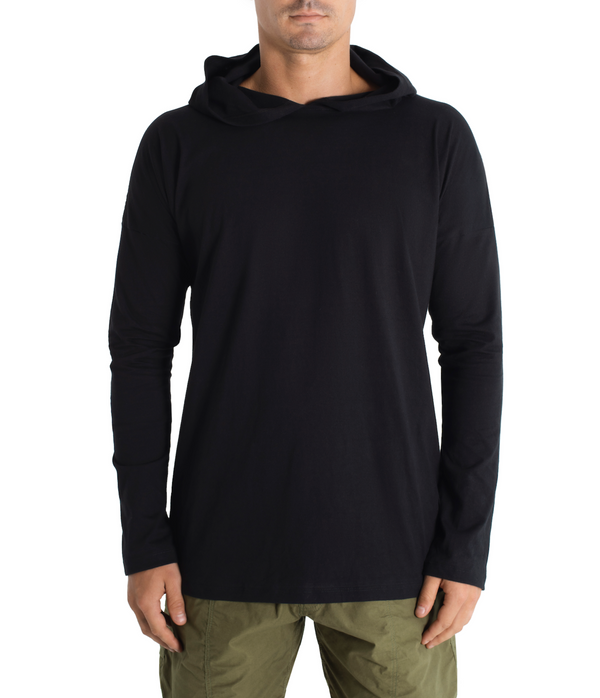 Long sleeve hoody shirt crafted from light weight certified organic cotton.  Men hoody. The  Shibori version is hand dyed with plants.