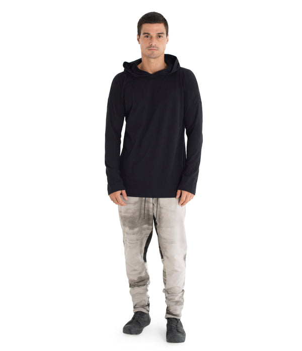 Long sleeve hoody shirt crafted from light weight certified organic cotton.  Men hoody. The  Shibori version is hand dyed with plants.