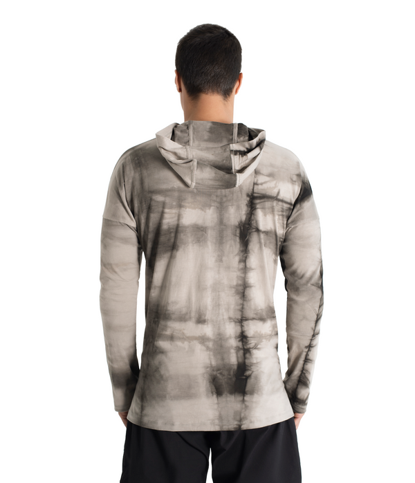 Long sleeve hoody shirt crafted from light weight certified organic cotton.  Men hoody. The  Shibori version is hand dyed with plants.