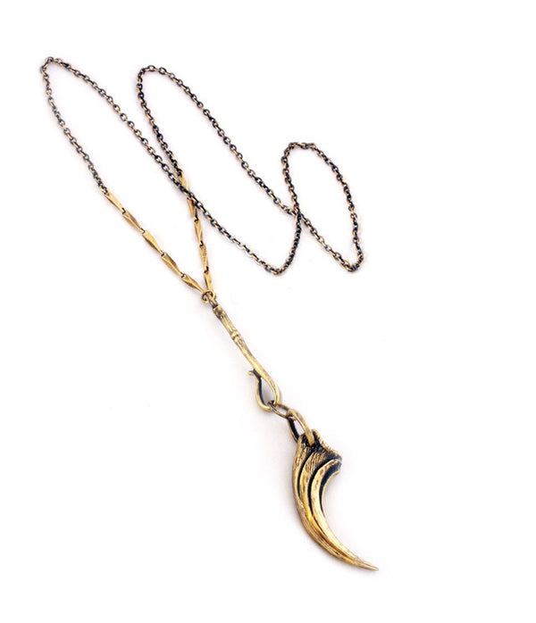 tiger talon pendulum necklace brass