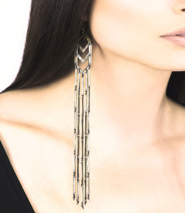 native earrings long brass