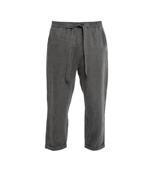 Ankle length unisex trousers, crafted from 100% linen, front-tie fastening, elastic on waist and 2 front pockets.  100% linen